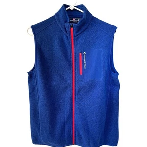 NEW Vineyard Vines Royal Blue Heathered Sweater Fleece Vest Full Zip Boy's XL 18 - Picture 1 of 6