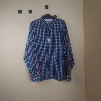 Van Heusen Long Sleeve Button Down Never Tuck Shirt in Plaid Size 2XLT - Image 1 of 4