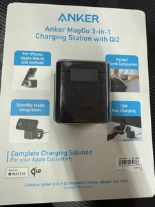 Anker Station de Charge Magnétique Cube 3 en 1 Charge Qi2 + Chargeur 40W pour Apple - Photo 1 sur 2