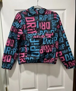 Youth Windbreaker GS-115 Girls black Pink & Turquoise Size 14-16 - Picture 1 of 5
