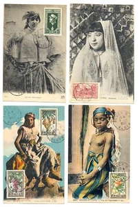 ALGERIE ALGERIA 1950 ca... 4 x PPC -DONNA --TIMBRO SUL DAVANTI -NON SPEDITO VF @14 - Foto 1 di 1