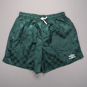 VINTAGE Umbro Shorts Adult Extra Large Green Nylon Checkered Made USA Mens XL