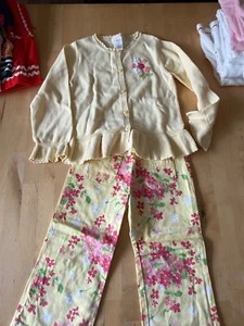 Janie and Jack Yellow floral sweater and Pant set. Sz 5T - Picture 1 of 8