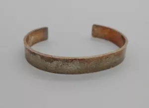 Vintage Copper Metal Cuff Bracelet Aged Distressed - Friendship Message Inside - Picture 1 of 7