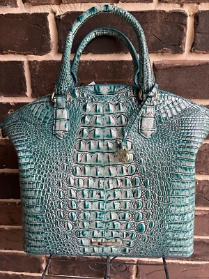 CARTERA GRANDE DUXBURY $365 NUEVA CON ETIQUETAS BRAHMIN Mineral Blue Melbourne azul verdoso Foto 1 de 4