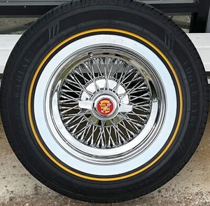 Cadillac Wire Wheel & Vogue Tire Package - Brand New 15 X 7 72 Spokes Knockoffs - Picture 1 of 13