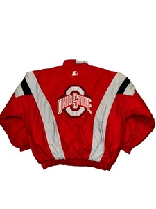 Vintage Ohio State Buckeyes Jacket Red Starter Full Zip Puffer Coat 90s Men’s XL - Picture 1 of 8