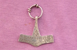 Vintage Rare Scandinavian Maker Sterling Silver Thor's Hammer Viking Pendant - Picture 1 of 4