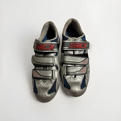 Дорожные велосипедные туфли Sidi с зажимом в пластинах серебристые черные размер ЕС 38/ США 7,5–8 - Изображение 1 из 4