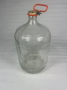  Vintage Clear Glass Jug Water Bottle Crisa Mexico Embossed Checkered 5 Gallon - Picture 1 of 3
