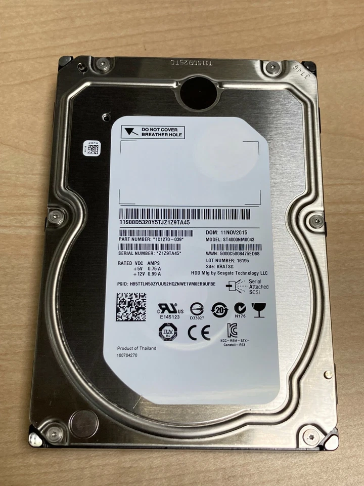 Seagate ES.3 ST4000NM0043 4TB 128MB Cache SAS 3.5" Internal HDD Dell Hp IBM HDD - Image 1 of 1