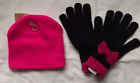 Ensemble de gants écran tactile pour adolescentes chapeau d'hiver et arc fuchsia/noir - Taille unique