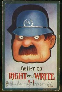 Postal de colección 1909 © Famoss "Better do Right and Write" R.P.O Cancelar - Imagen 1 de 3