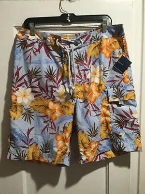 PANANA REPUBLIC HOMBRE FLORAL POLIÉSTER TABLA DELANTERA PLANA PANTALONES CORTOS TALLA 33 NUEVO CON ETIQUETAS Foto 1 de 4