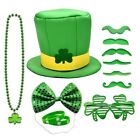 Shamrock Top Hat with Bangles&Beads Necklace&Glasses Festival Party for Adult
