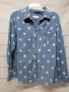 Camisa vaquera d&co para dama talla grande con estrellas blancas abotonadas - Imagen 1 de 6