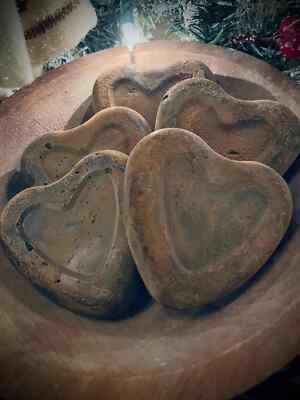 5 Primitive Blackened Wax Grungy  Heart  Bowl Fillers - Image 1 of 3