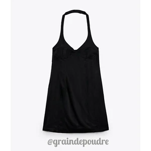 Rare! Zara Sexy Black Satin Seamed Bustier Lingerie Style Mini Dress XS - Picture 1 of 3