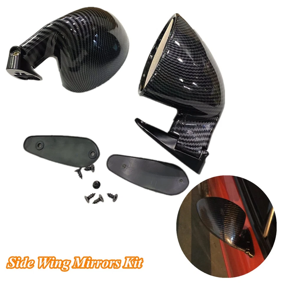 Espejos retrovisores laterales estilo retro vintage deportivo coche de carreras aspecto fibra de carbono 2 piezas Foto 1 de 4