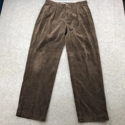 Pantalones de pana Polo Ralph Lauren para hombre 34x32 marrón plisado ancho con cordones de polo de ballena Foto 1 de 4