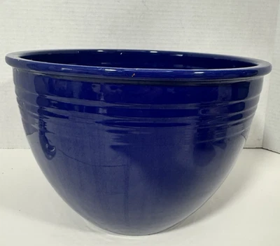 Tazón para servir mezclador grande pesado azul cobalto ¿cerámica esmaltada? 11"W -7 1/4"H Foto 1 de 4