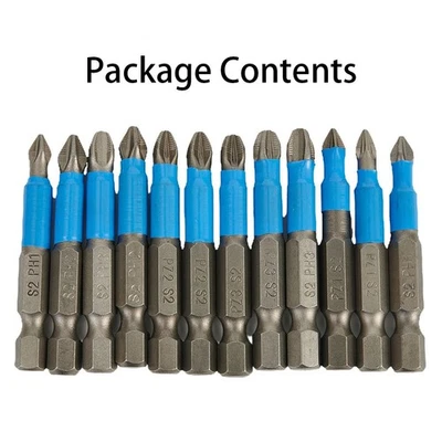 Screwdriver Bit Hex shank Non-slip 12pcs Driver PH1/PH2/PH3/PZ1/PZ2/PZ3 - Image 1 of 4