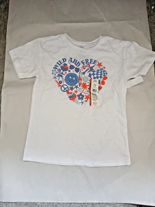 Wonder Nation Wild And Free Heart Kinder T-Shirt M weiß - Bild 1 von 2