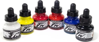 Daler-Rowney - FW Acrylic Artists Ink Set - Primary Colors  - Image 1 of 4