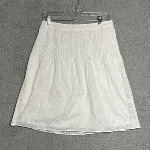 Ann Taylor Loft White A Line Skirt Womens Size 4 Cotton Beachy - Picture 1 of 9
