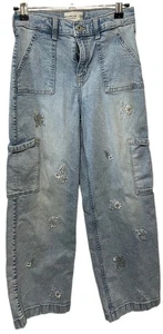 ๐ผ Abercrombie Kids Floral Embroidered Wide Leg Jeans | Sz 13/14 Short - Picture 1 of 6