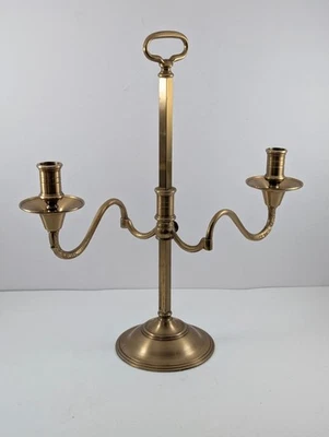Mid-Century Brass Ornate Colonial 2 Arm Adjustable Candelabra 17" T - Image 1 of 4