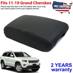 Fit For 11-19 Jeep Grand Cherokee Leather Center Console Lid Armrest Cover Black - Imagen 1 de 9