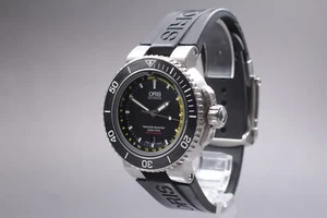 *Near MINT* ORIS Aquis Depth Gauge 7675 Black Date 500m Automatic Men's Watch - Picture 1 of 10
