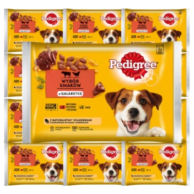 52x100g PEDIGREE Nassfutter mit Rind Leber Geflügel in  Gelee für adulte Hunde - Bild 1 von 2