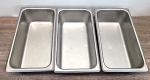 3 Stainless Steel Water Grease or Drip Pans Trays 8.5"x4.25”x2.5" Inside Dim. - Picture 1 of 6