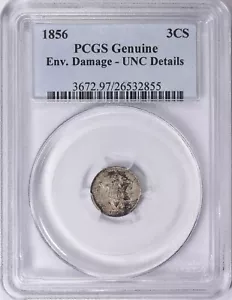 1856 Silver Three Cent Piece 3c PCGS UNC Details - Picture 1 of 3