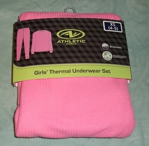 Athletic Works Girls Waffle Thermal Underwear Set XS 4/5 Pink - Picture 1 of 2