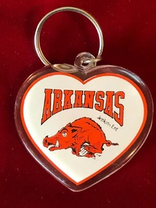 Arkansas Razorbacks NCAA Acrylic Heart Shaped Keychain 2x2  3" w/Ring - Picture 1 of 2