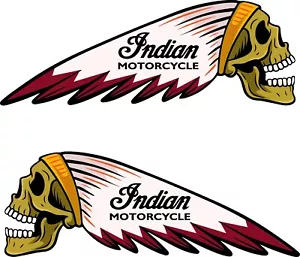 Indian Motorcycle Tank Vinyl Decal Skull Chief Custom Full Color 4.25" x 12" - Picture 1 of 1
