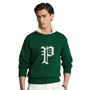 Polo Ralph Lauren Varsity P Embroidered Cotton Crew Sweater Men's XXL Green