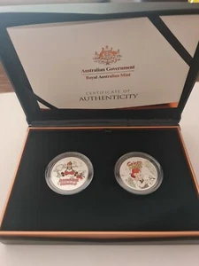 2021 $1 Centenary of Ginger Meggs Two Coin Set Coloured 1/2oz Silver - Picture 1 of 5