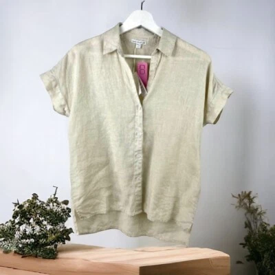 NUEVA Camisa James Perse Lino Cuadrado Tostado Natural Talla 0 Foto 1 de 4