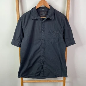 Guess Button Up Shirt Mens Large Black Short Sleeve Slim Fit Casual Cotton - Picture 1 of 11