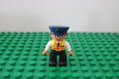 Duplo Figure Male Men Train Conductor Blue Hat Black Pants Cargo Dad Man 10875 - Image 1 of 2