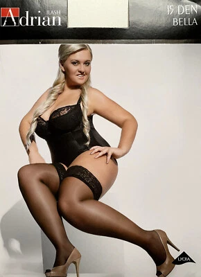 ADRIAN BELLA - BIG SIZE Halterlose Strümpfe, 15 DEN, Übergröße bis XXXL - Bild 1 von 3