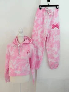 Sudadera con capucha de lujo con pantalones deportivos Roller Rabbit rosa discoteca tie dye mow Love Shack - Imagen 1 de 11