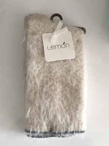 NEW! Warm Cozy Lounge Socks Womens/Girls Fuzzy Footwear Slipper Style Cream/Gray - Picture 1 of 8