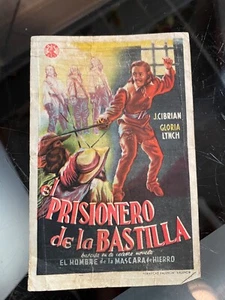 VINTAGE MEXICAN "Prisionero de la Bastilla" MOVIE FLYER: Cibrian, Lynch 1943 - Picture 1 of 2