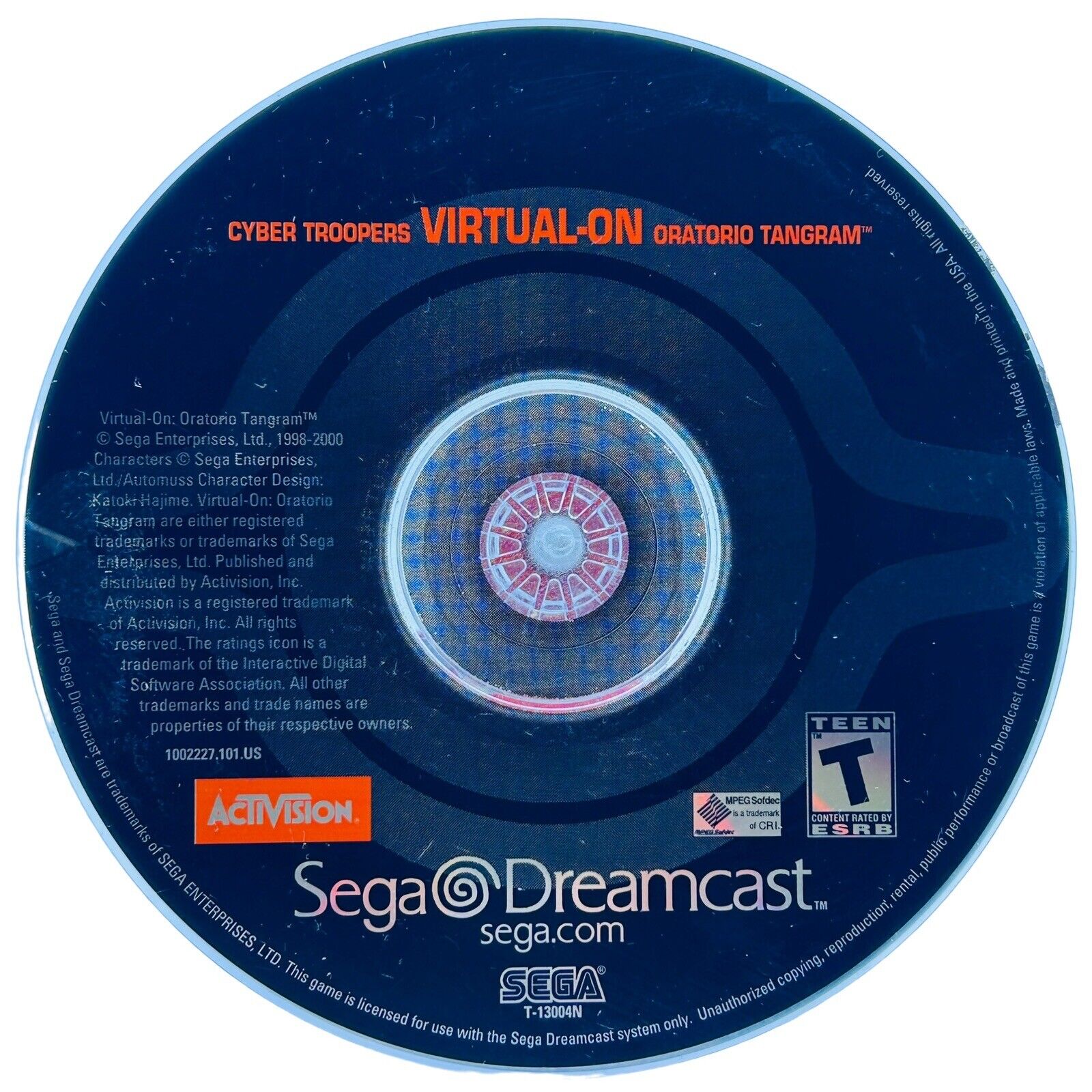Cyber Troopers VIRTUAL-ON Oratorio Tangram (Sega Dreamcast) Tested Game Disc