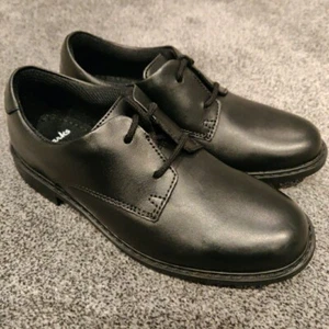 Clarks Scala Loop K Black Leather Formal School Shoes UK Size 13F RRP £44 - Picture 1 of 9